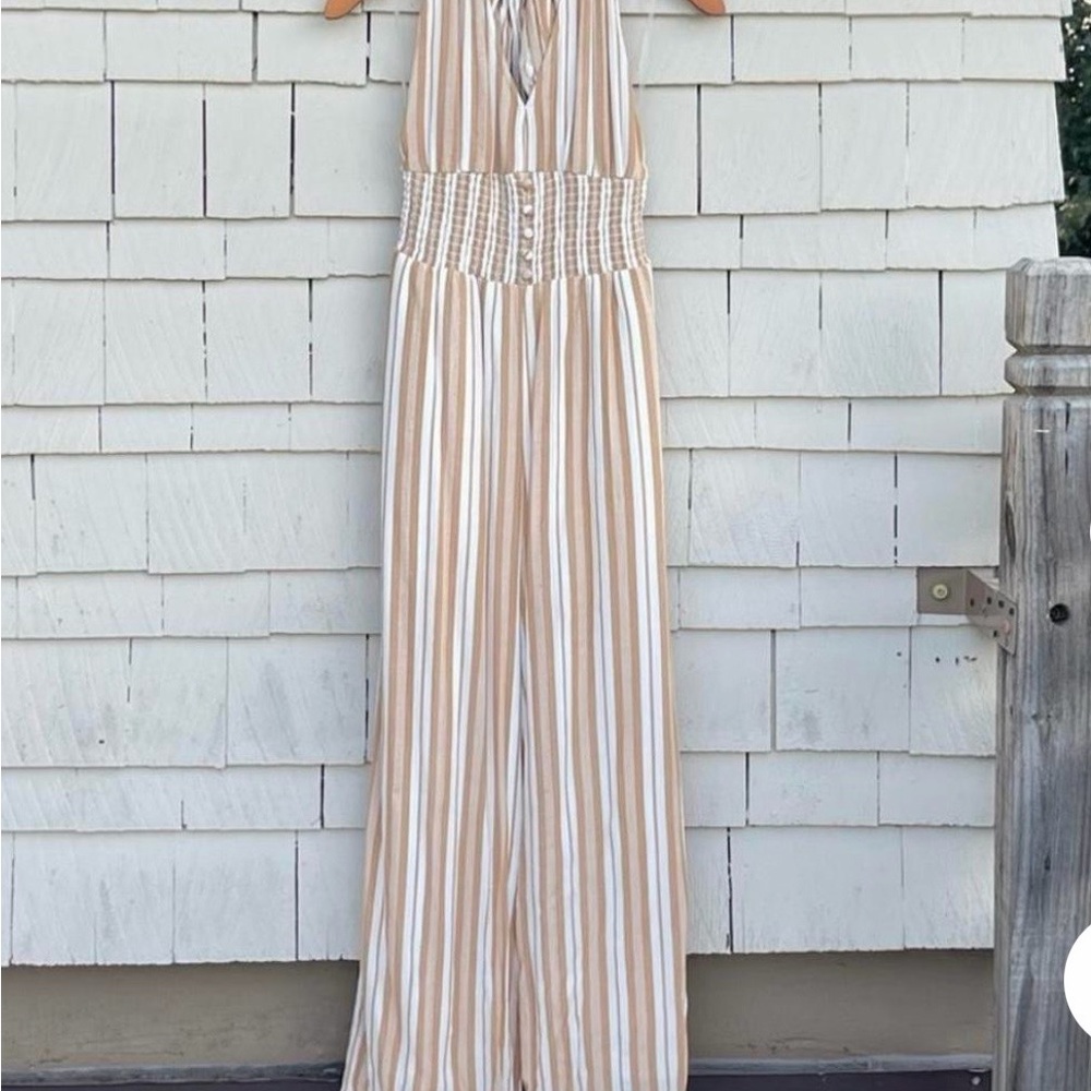 American Eagle Outfitters Yellow and White Striped Jumpsuit XS